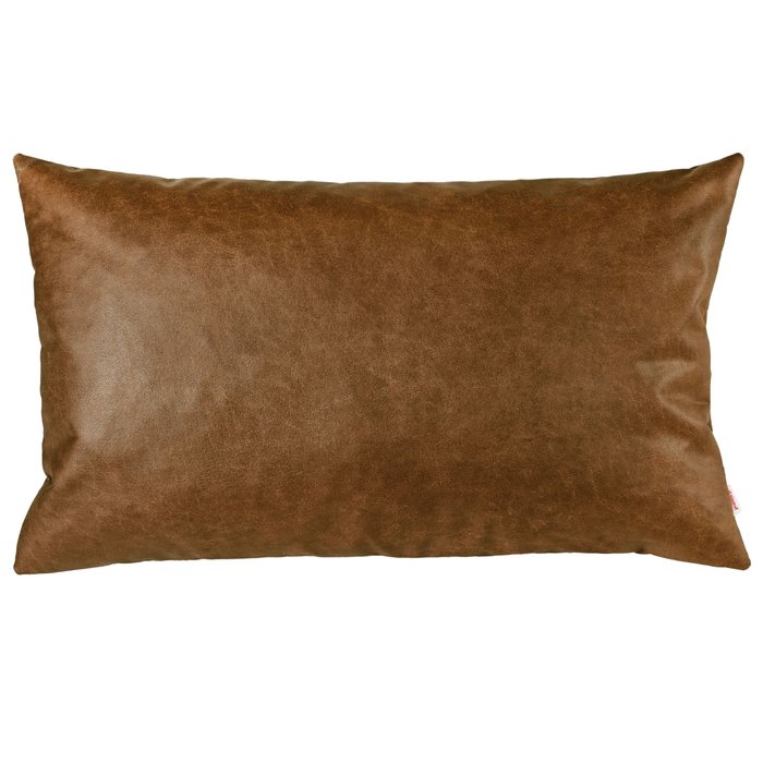 Brown pillow rectangular natural leather