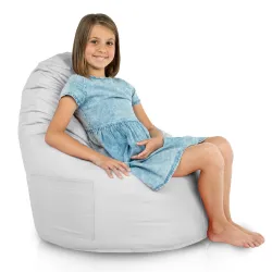Durable white bean bag chair Porto for outdoor gatherings and parties