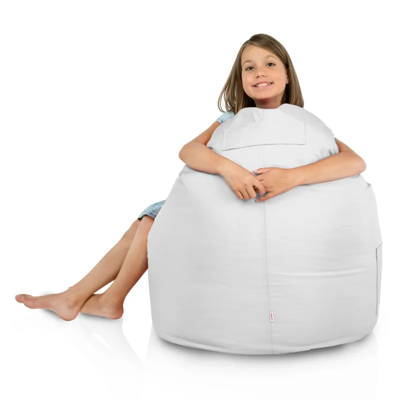 Lightweight white bean bag chair Porto for easy outdoor mobility