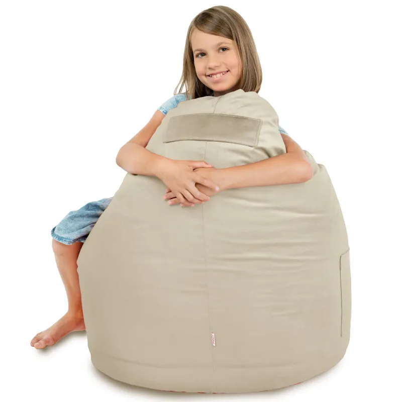 Chic Porto bean bag chair in pearl velvet for modern interiors