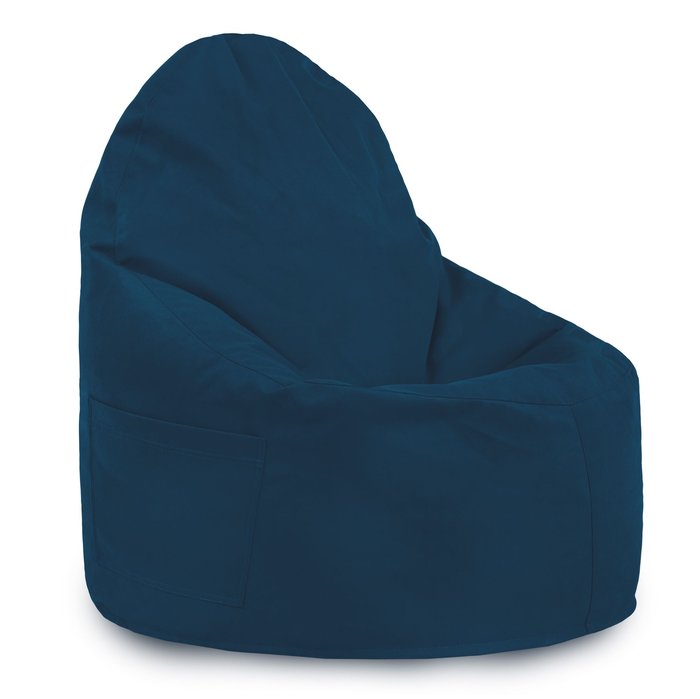 Navy blue bean bag chair porto velvet