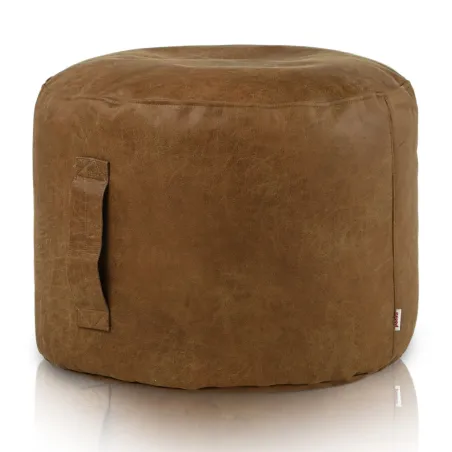 Round Cylinder Pouffe - Premium Genuine Leather