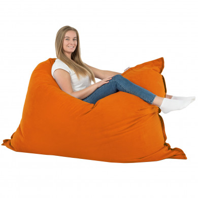 Orange bean bag giant pillow XXL velvet
