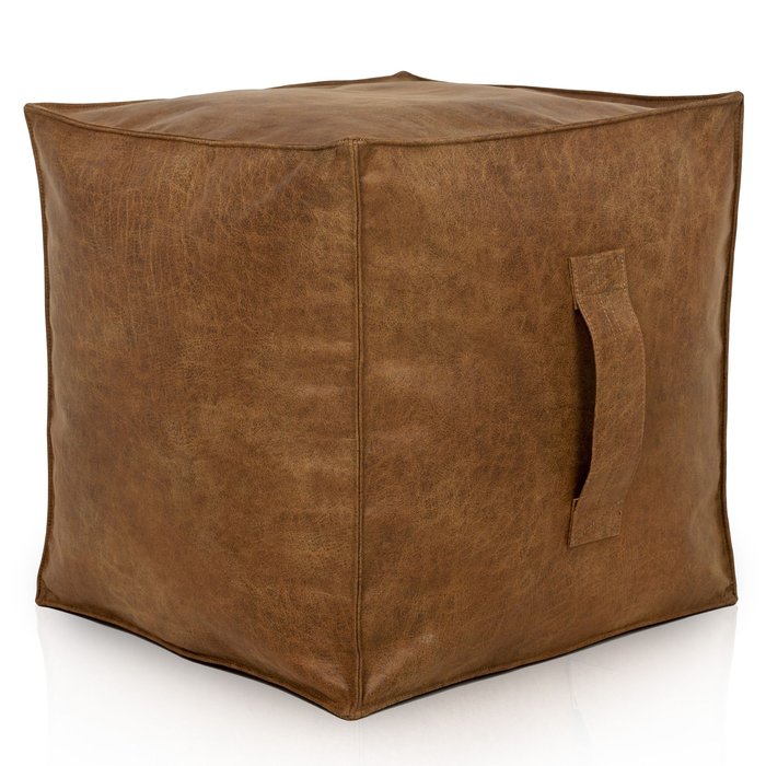 Pouf square premium natural leather