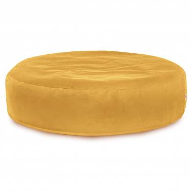 Mustard round pillow velvet