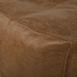 Square Cube Pouf with Stitching - Premium Genuine Leather – view 3