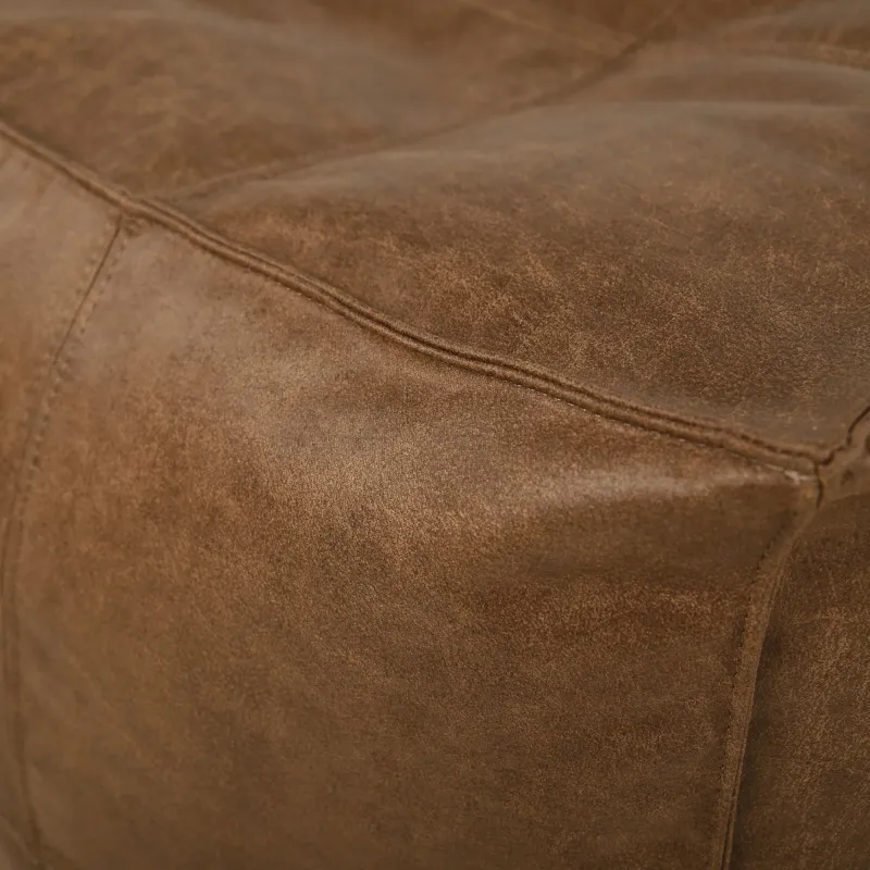 Square Cube Pouf with Stitching - Premium Genuine Leather – view 3