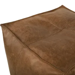 Square Cube Pouf with Stitching - Premium Genuine Leather – view 4
