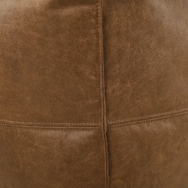 Square Cube Pouf with Stitching - Premium Genuine Leather – view 5