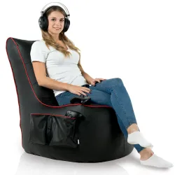 Durable black bean bag chair made from eco-friendly materials