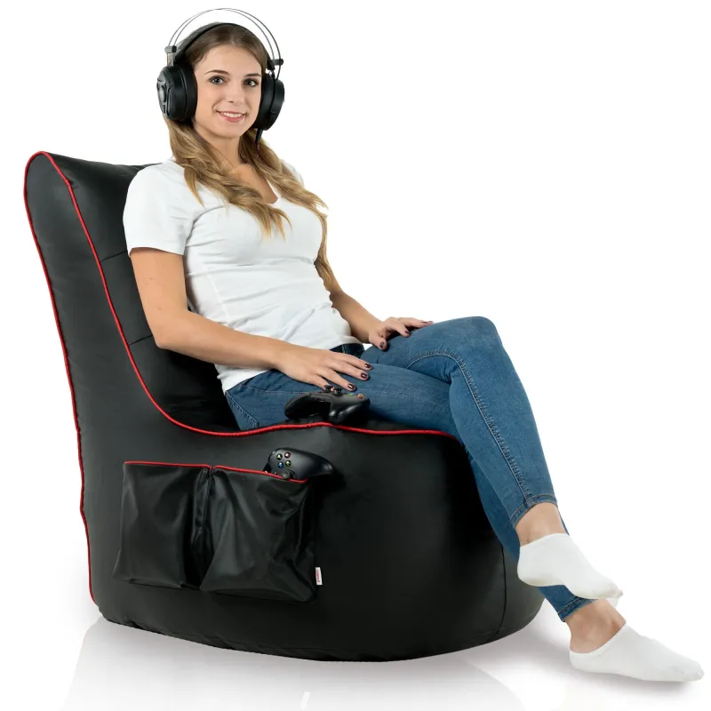 Durable black bean bag chair made from eco-friendly materials
