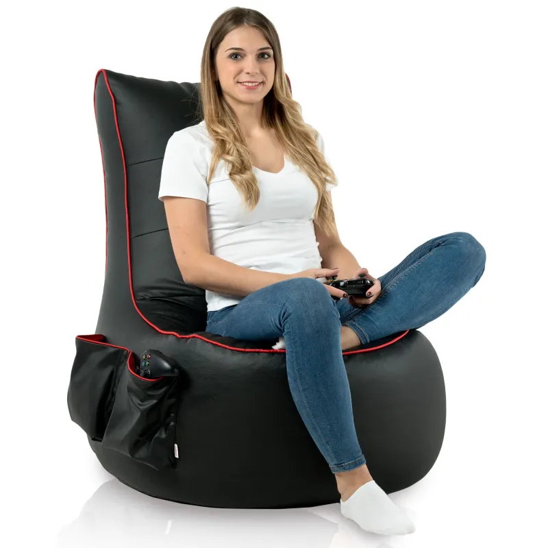 Trendy black bean bag chair for modern gaming spaces