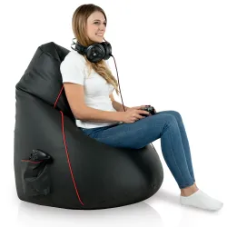Versatile black gaming bean bag suitable for living rooms and gaming areas