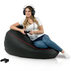 Durable black gaming bean bag ideal for kids' playrooms and gaming setups