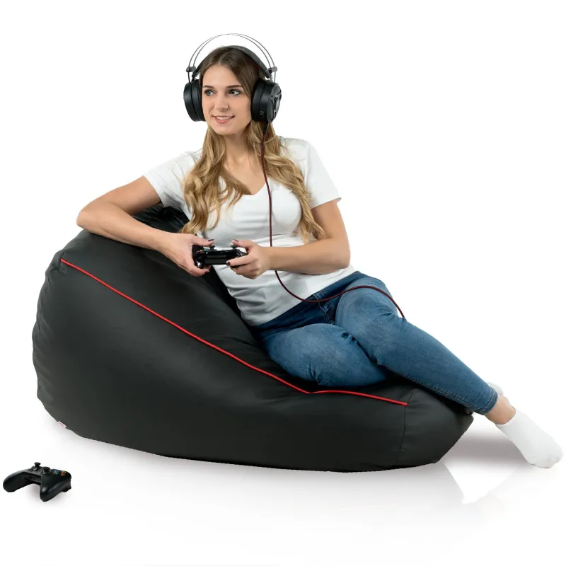 Durable black gaming bean bag ideal for kids' playrooms and gaming setups