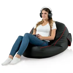 Lightweight black gaming bean bag for easy mobility in any space