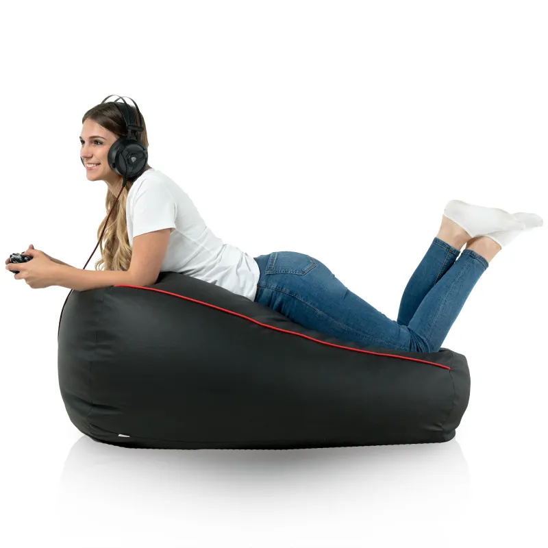Chic black gaming bean bag that enhances the aesthetic of any room