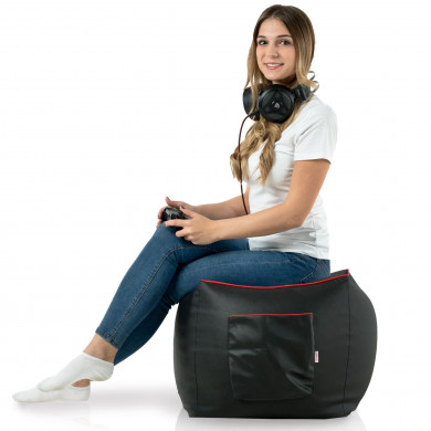 Gaming Black pouf square pu leather
