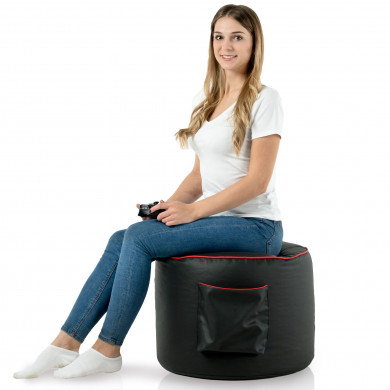 Gaming Black pouf roller pu leather