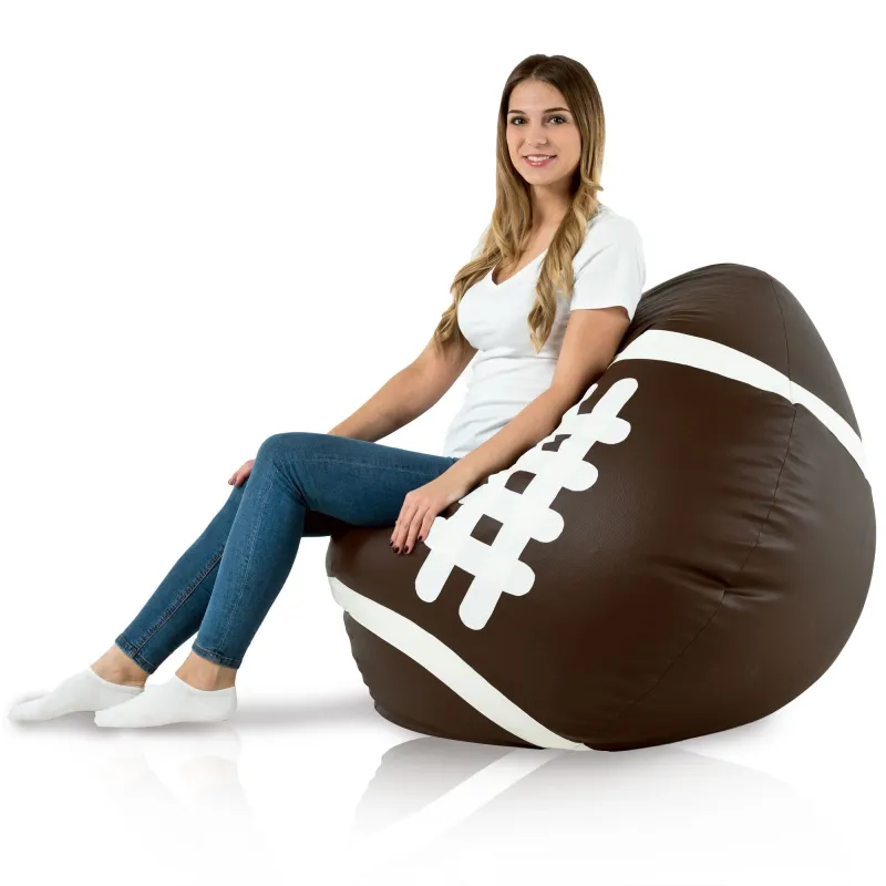 Giant Bean Bag Chair Brown Rugby - Faux Leather – view 4