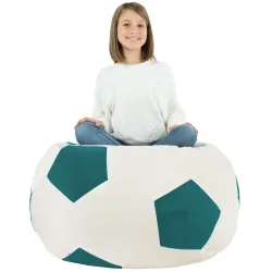 Comfortable blue football bean bag, great for lounging in children's playrooms