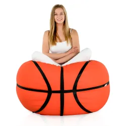 Ideal for kids' rooms, this orange bean bag brings fun and comfort