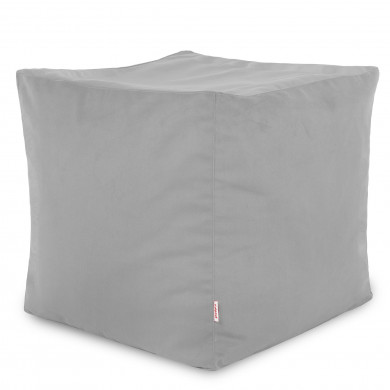 Light gray pouf square velvet