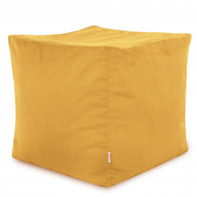 Mustard pouf square velvet