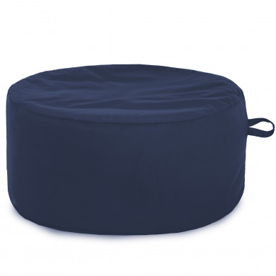 Navy blue pouf round velvet