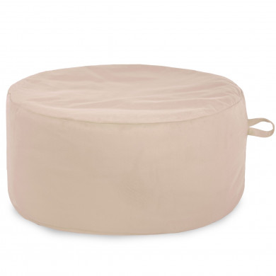 Pastel pink pouf round velvet