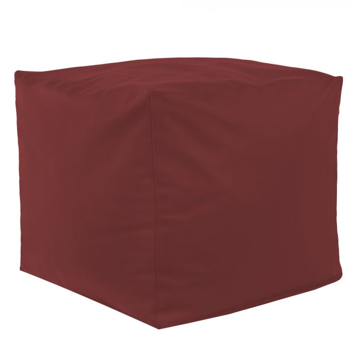 Dark red pouf square pu leather