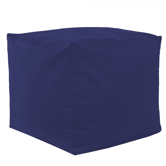 Navy blue pouf square pu leather