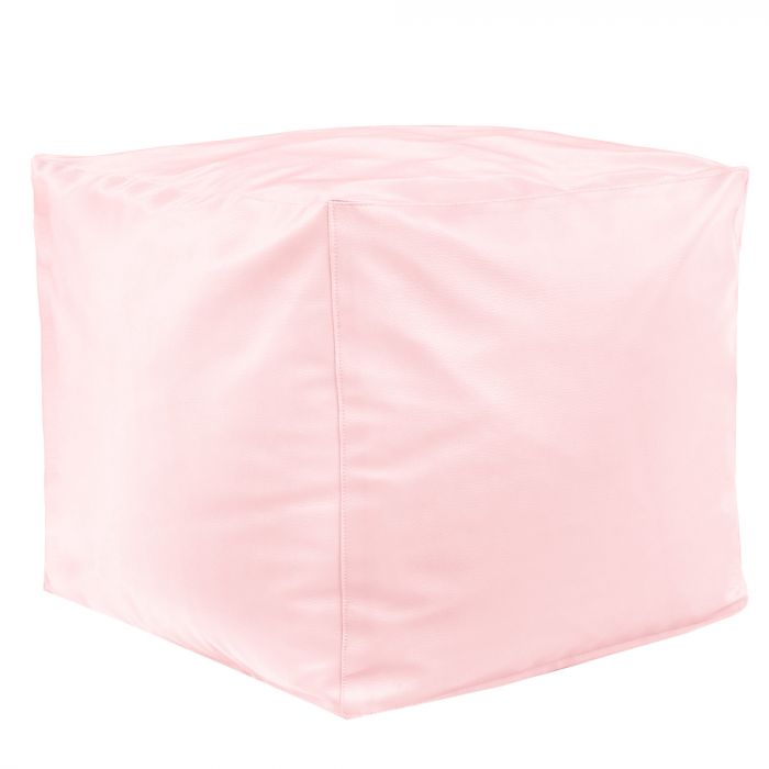 Metallic pink pouf square pu leather