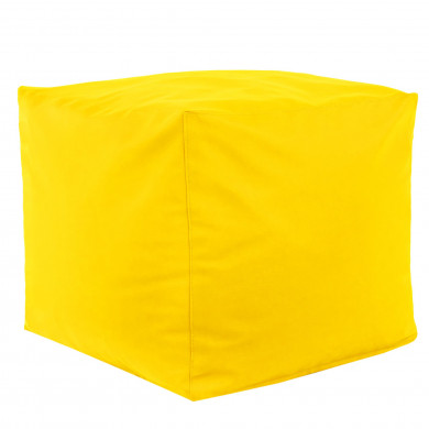 Bright yellow pouf square pu leather