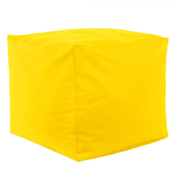 Bright yellow pouf square pu leather