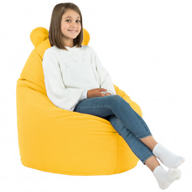 Yellow bean bag chair teddy velvet
