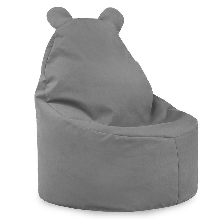Gray bean bag chair teddy velvet