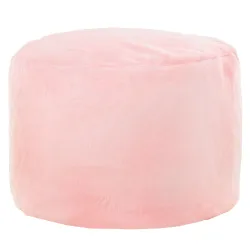 Round Cylinder Pouffe - Yeti Faux Fur