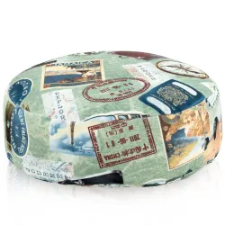 Round Footstool Pouffe - Premium Printed Fabric