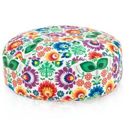 Round Footstool Pouffe - Premium Printed Fabric