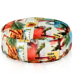 Round Footstool Pouffe - Premium Printed Fabric