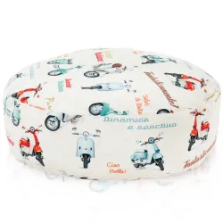 Round Footstool Pouffe - Premium Printed Fabric