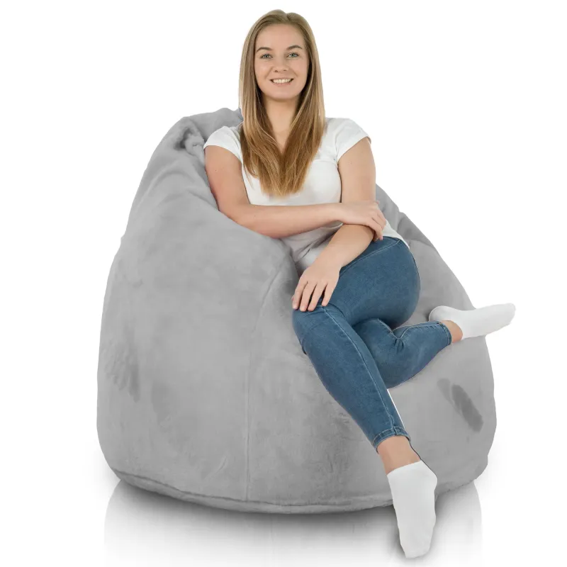 Textured grey Yeti bean bag, perfect for indoor and outdoor use