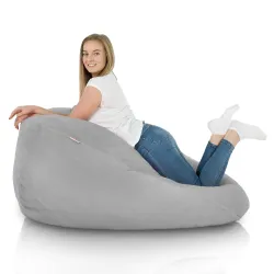 Comfortable grey Yeti bean bag, perfect for kids' playrooms