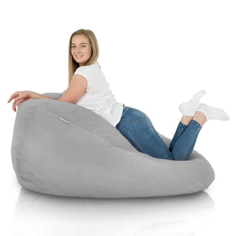 Comfortable grey Yeti bean bag, perfect for kids' playrooms