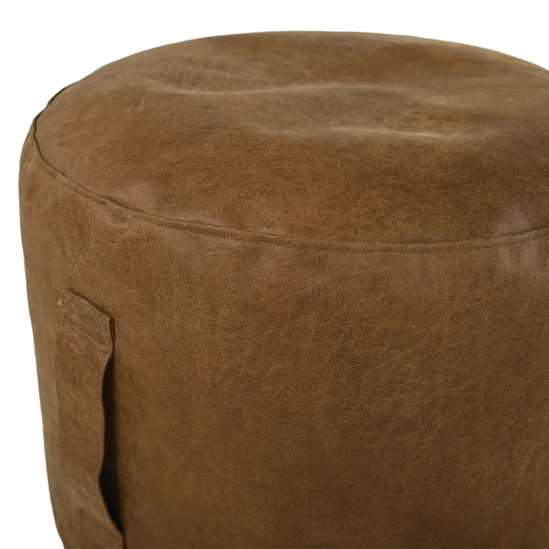 Round Cylinder Pouffe - Premium Genuine Leather – view 2