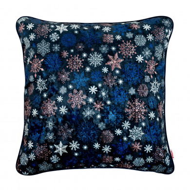 Snowballs navy blue pillow square 