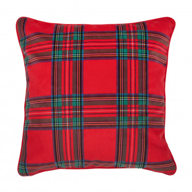 Red grid pillow square 