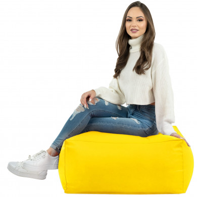 Bright yellow pouffe table pu leather