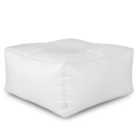 Waterproof outdoor pouffe table in white for garden settings